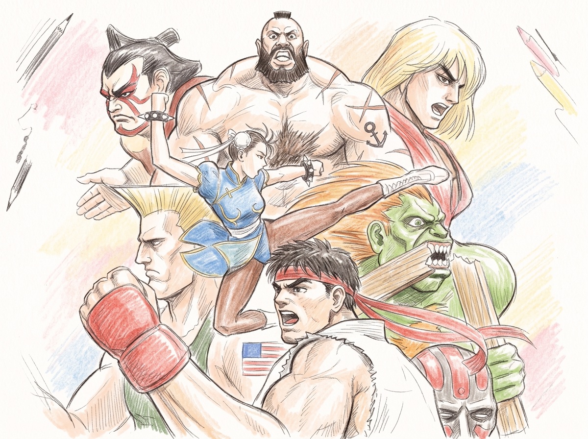 ストリートファイターIIの歴戦のファイターたちのイメージイラスト